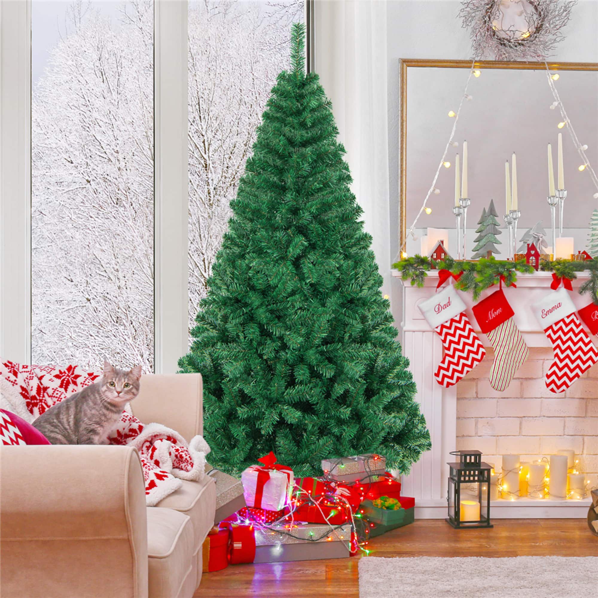 Costway 6ft. Unlit Green Artificial Christmas Tree